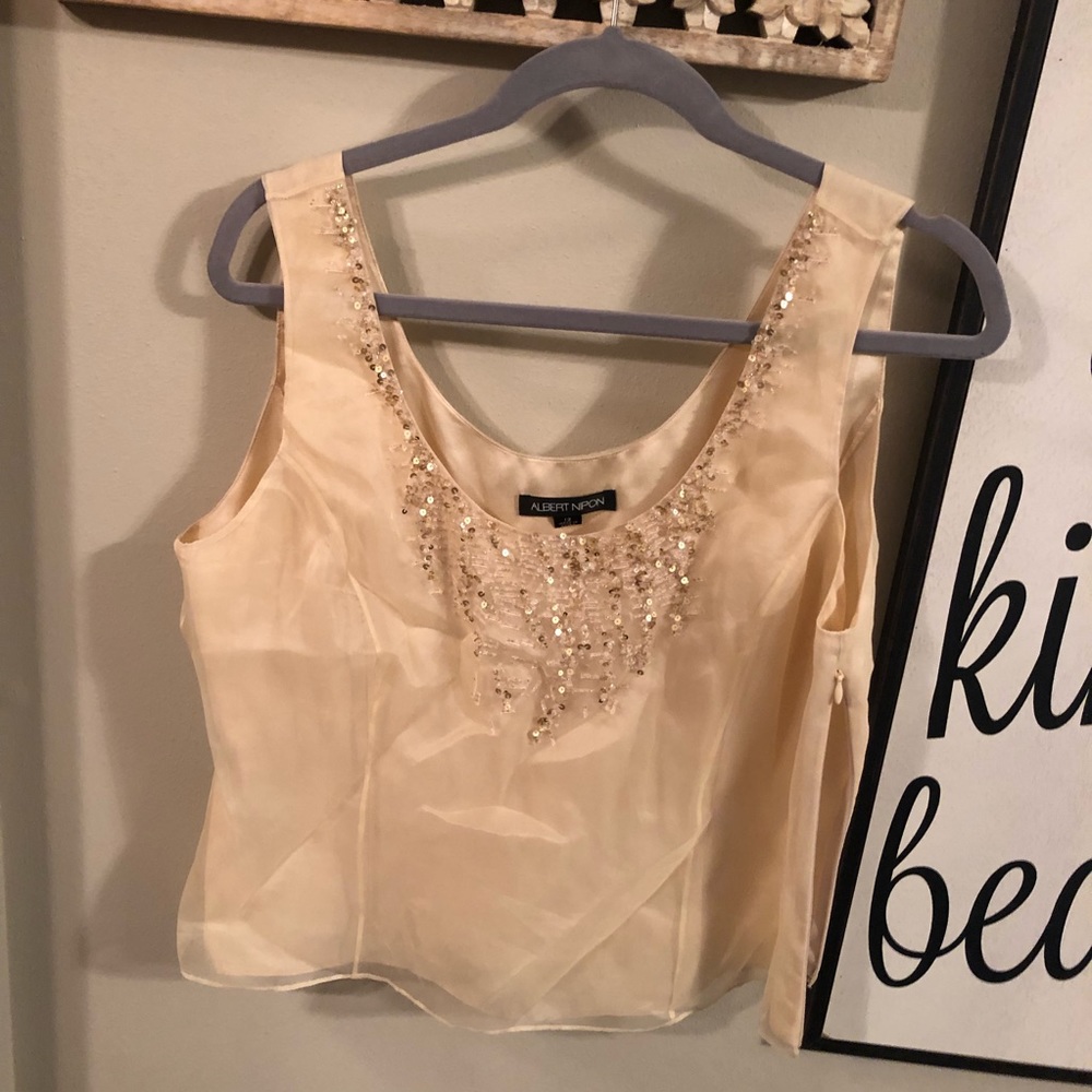 Albert Nipon top, beaded embellishment